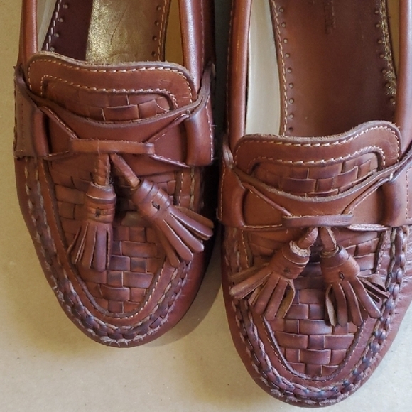 Johnston & Murphy Brown Leather Oxfords with Woven Design And Tassels 8.5 W - Picture 10 of 11
